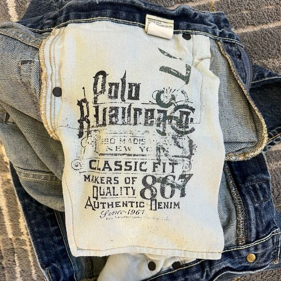 Polo Ralph Lauren Mens Jeans 35x32 Blue Denim 867 Classic Fit Preppy Cotton - Picture 6 of 8